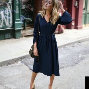 Tibi Navy convertible sleeve midi dress 6